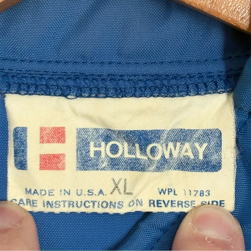 Vintage 1977 Grand National Tire Rally Jacket Mens XL BLUE Holloway Windbreaker